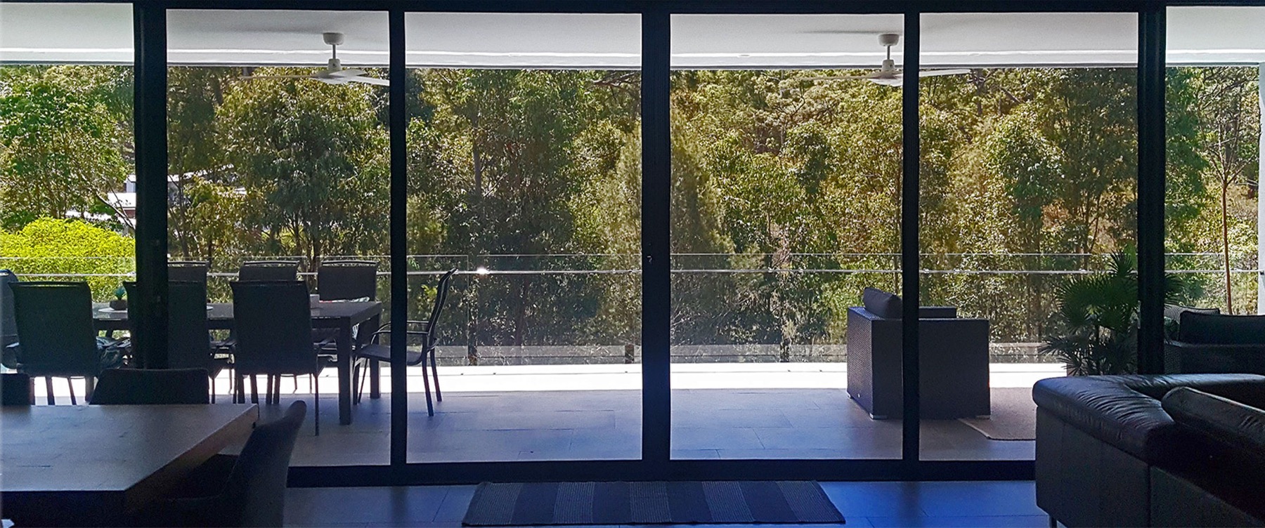 Interior view through SecureView security screens on a Brisbane home